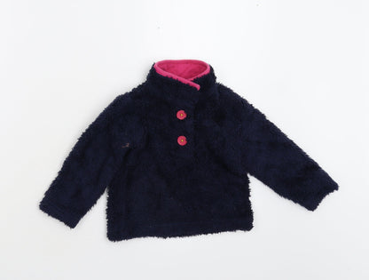 mamas & papas Boys Blue  Fleece Henley Sweatshirt Size 2-3 Years