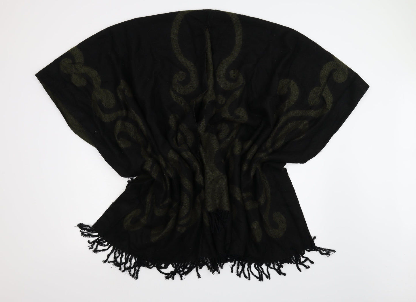 Forum Womens Black Geometric Knit Cape Jumper One Size