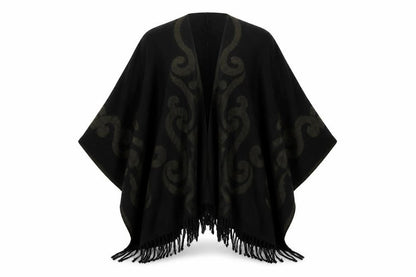 Forum Womens Black Geometric Knit Cape Jumper One Size