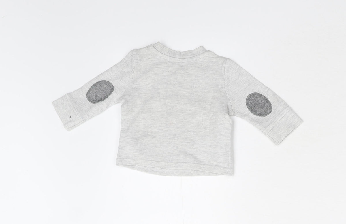 Back view of George Baby Grey Basic T-Shirt, size 0-3, Months
