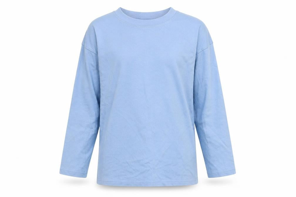 Front view of Preworn girls’ blue basic t-shirt, size 9-10, years