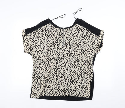 TU Womens Black Animal Print  Basic T-Shirt Size 14