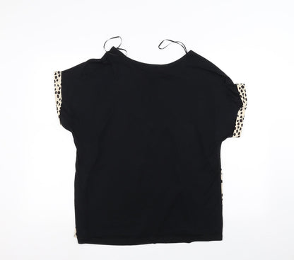 TU Womens Black Animal Print  Basic T-Shirt Size 14