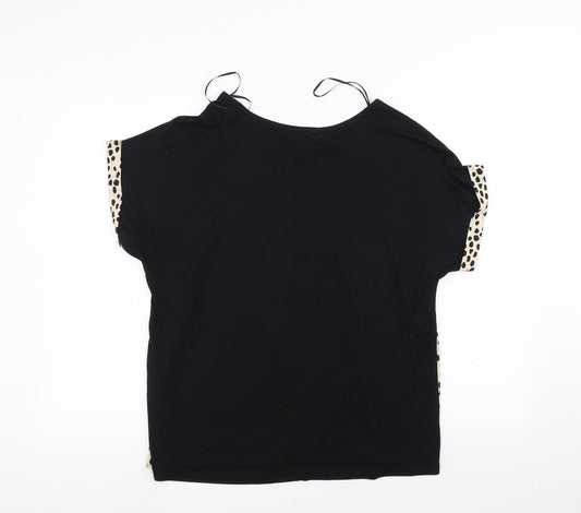 TU Womens Black Animal Print  Basic T-Shirt Size 14