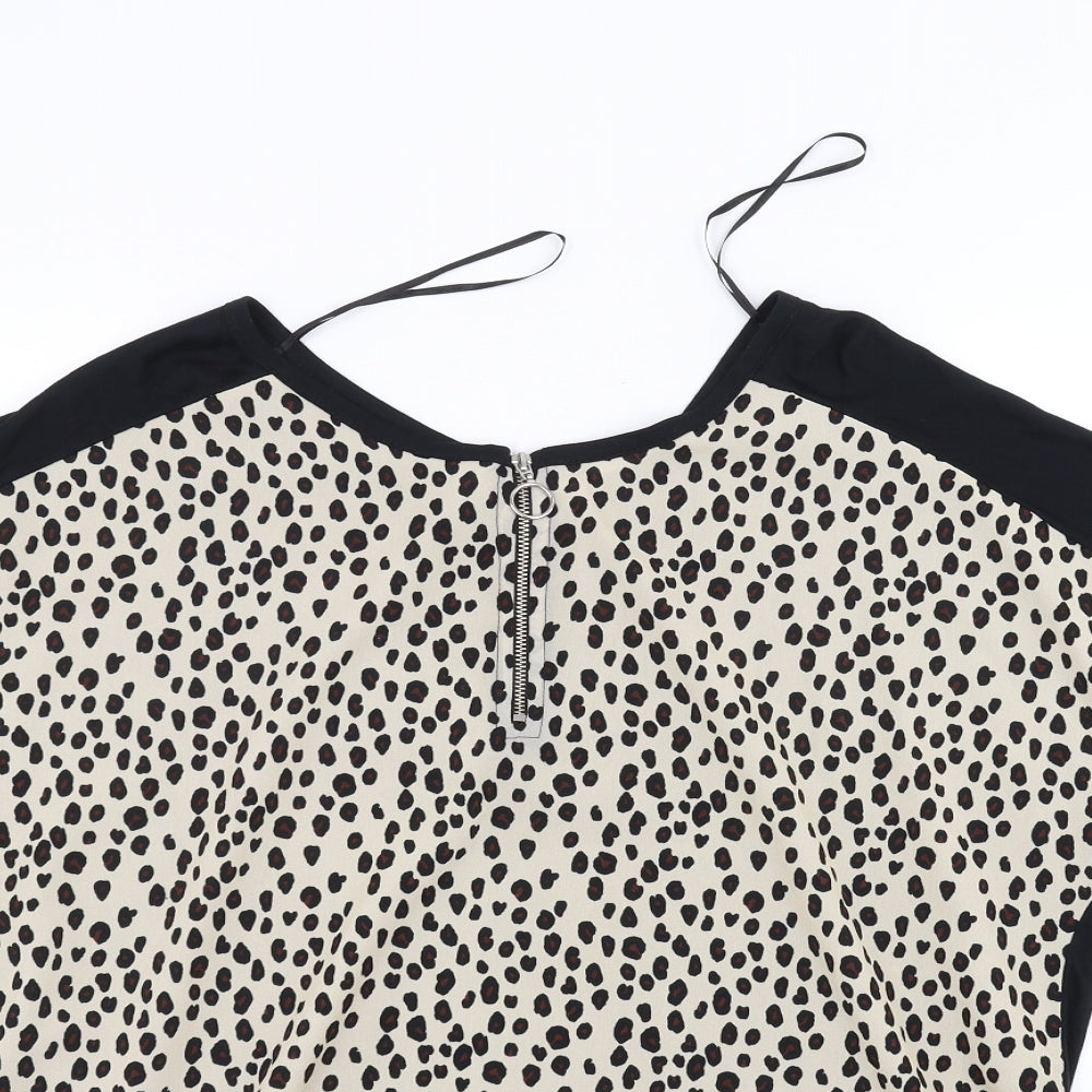 TU Womens Black Animal Print  Basic T-Shirt Size 14