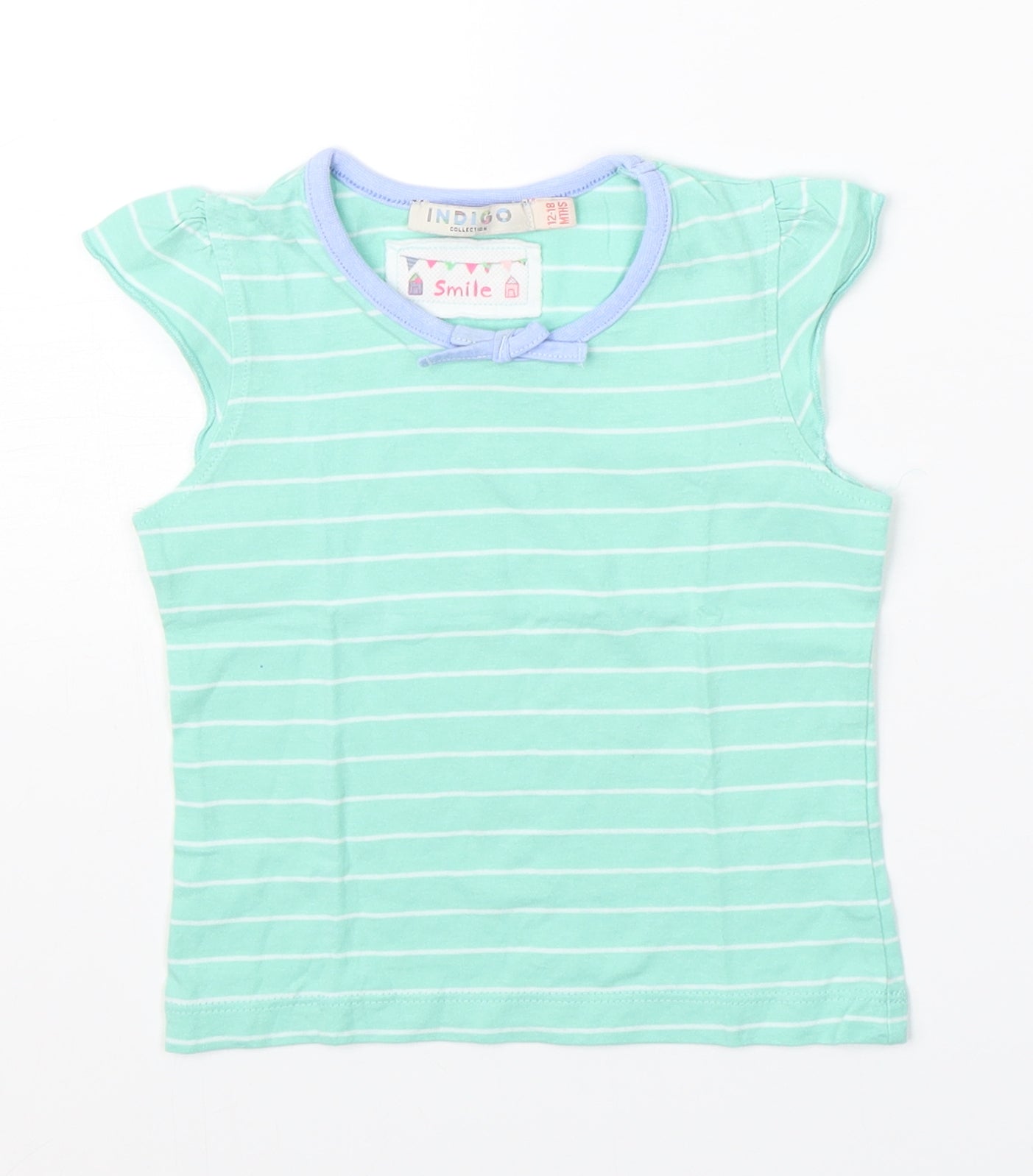 Indigo Girls Green Striped  Basic T-Shirt Size 12 Months