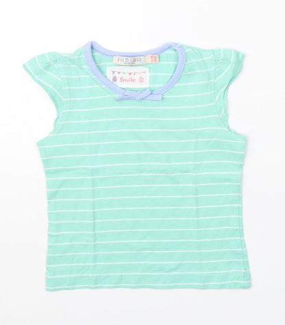 Indigo Girls Green Striped  Basic T-Shirt Size 12 Months