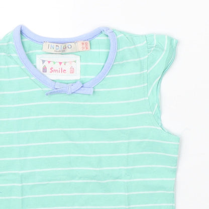 Indigo Girls Green Striped  Basic T-Shirt Size 12 Months