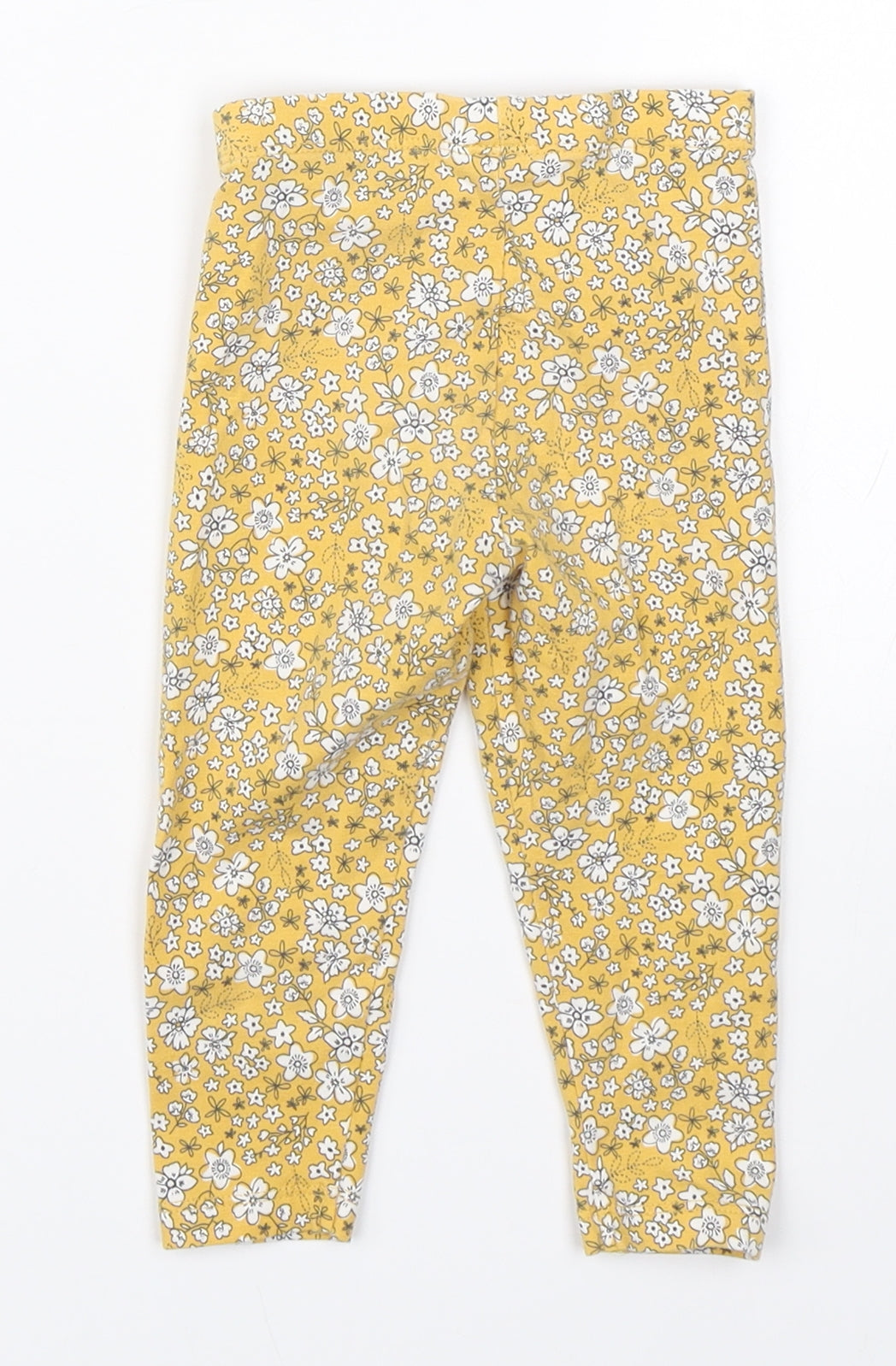 F&F Girls Yellow Floral   Pyjama Pants Size 6-9 Months