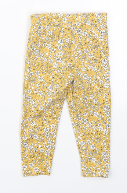 F&F Girls Yellow Floral   Pyjama Pants Size 6-9 Months