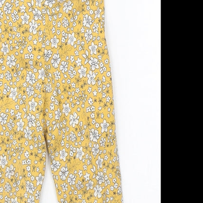 F&F Girls Yellow Floral   Pyjama Pants Size 6-9 Months