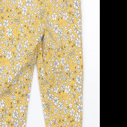 F&F Girls Yellow Floral   Pyjama Pants Size 6-9 Months