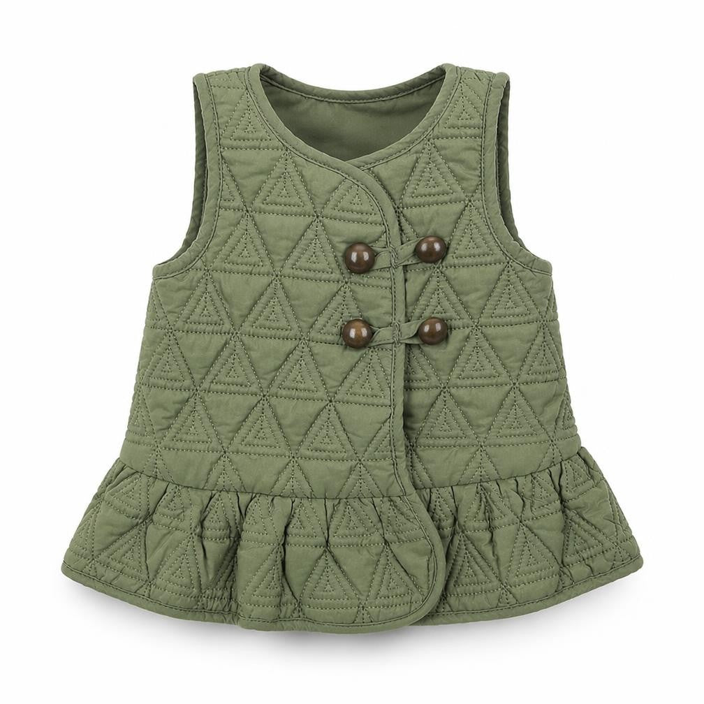 Front view of Aspen girls’ green shift, size 6-9, months
