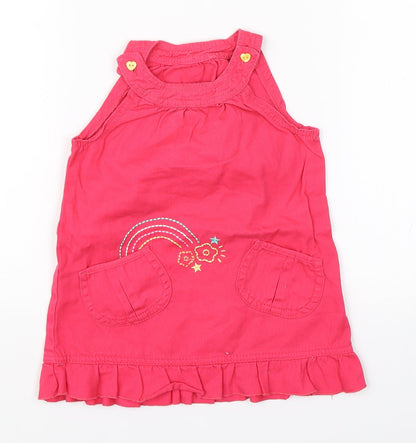 F&F Girls Pink  Denim Shift  Size 9-12 Months