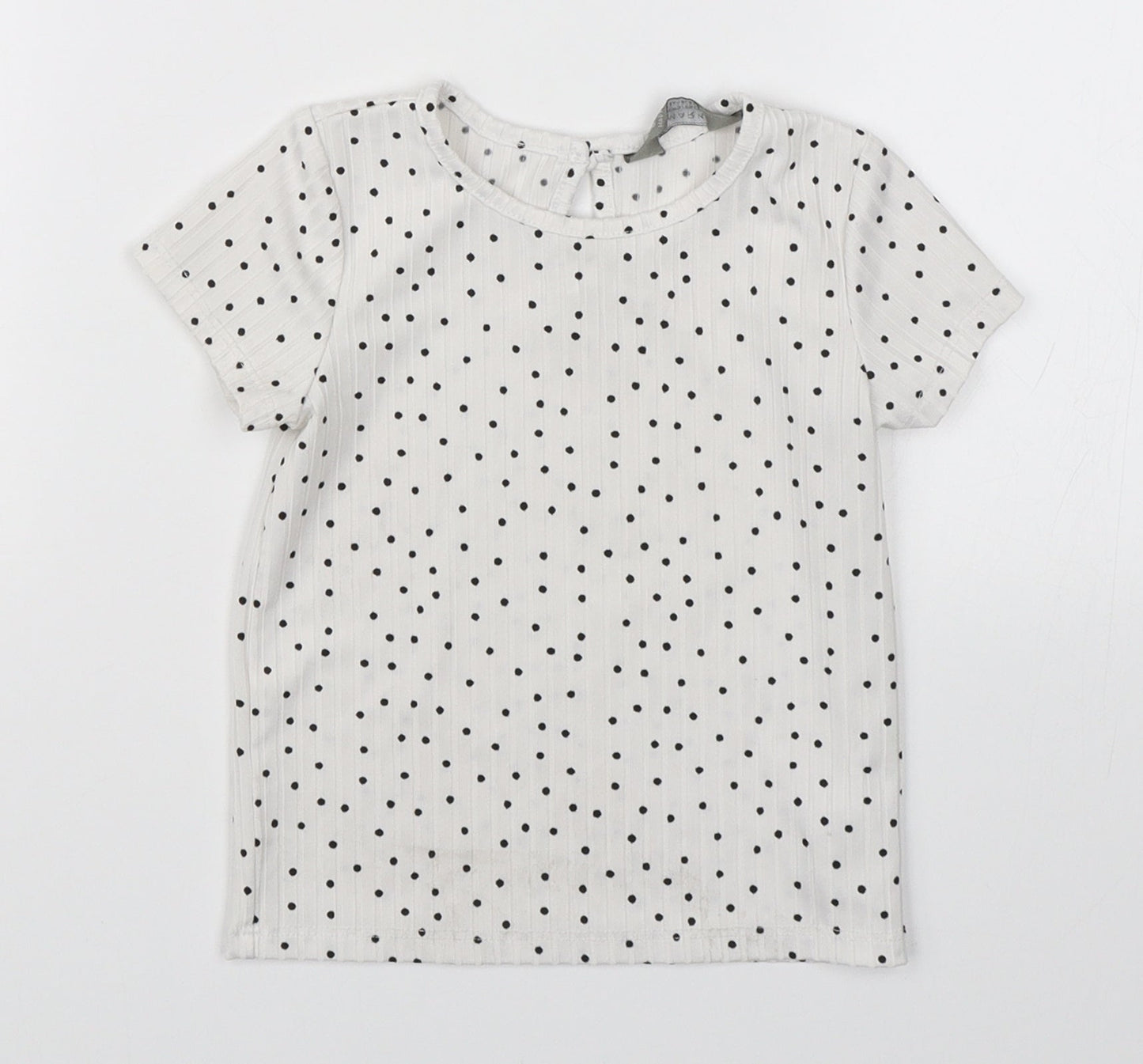 Primark Girls White Polka Dot  Basic T-Shirt Size 12-18 Months