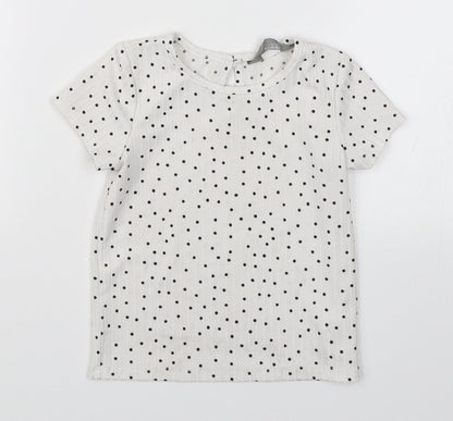 Primark Girls White Polka Dot  Basic T-Shirt Size 12-18 Months