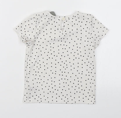 Primark Girls White Polka Dot  Basic T-Shirt Size 12-18 Months