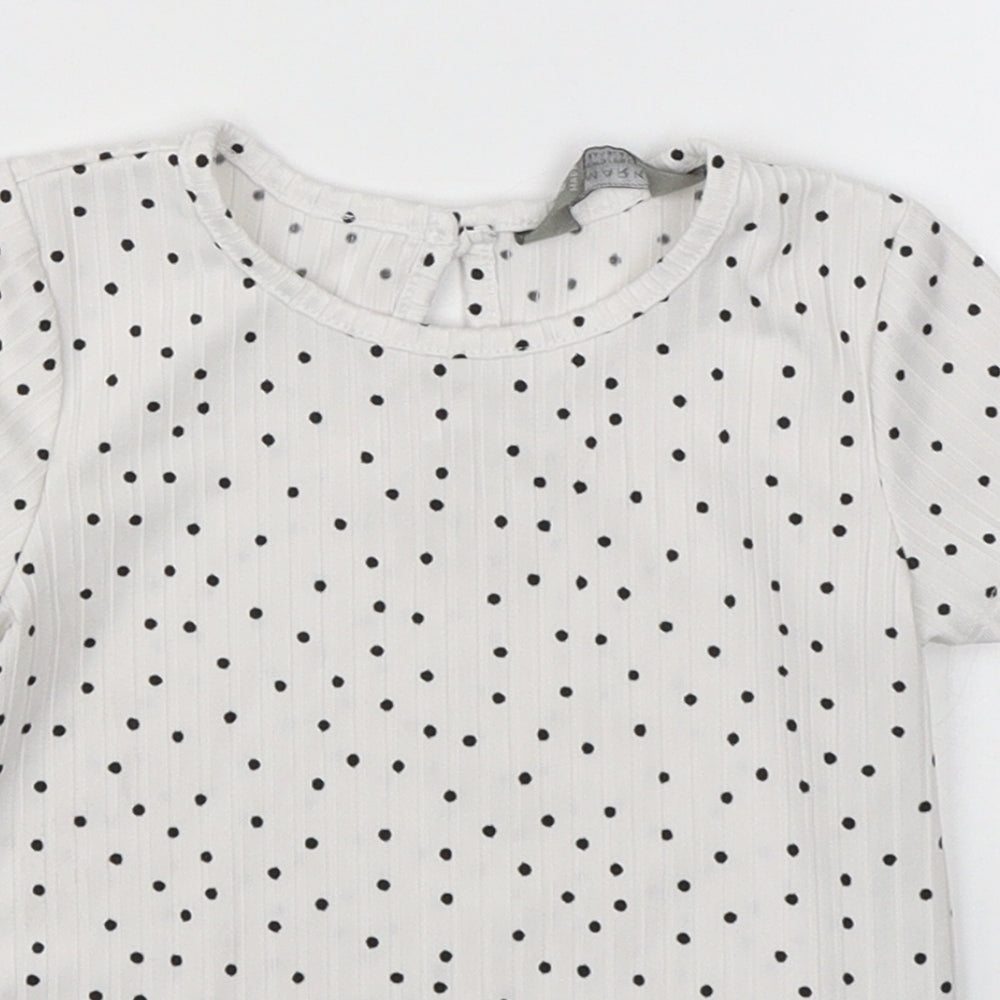 Primark Girls White Polka Dot  Basic T-Shirt Size 12-18 Months