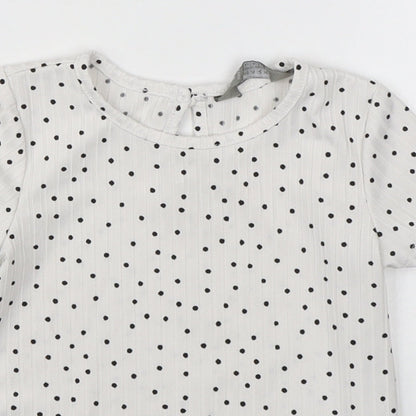 Primark Girls White Polka Dot  Basic T-Shirt Size 12-18 Months