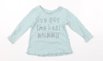 George Girls Green Polka Dot   Pyjama Top Size 12-18 Months
