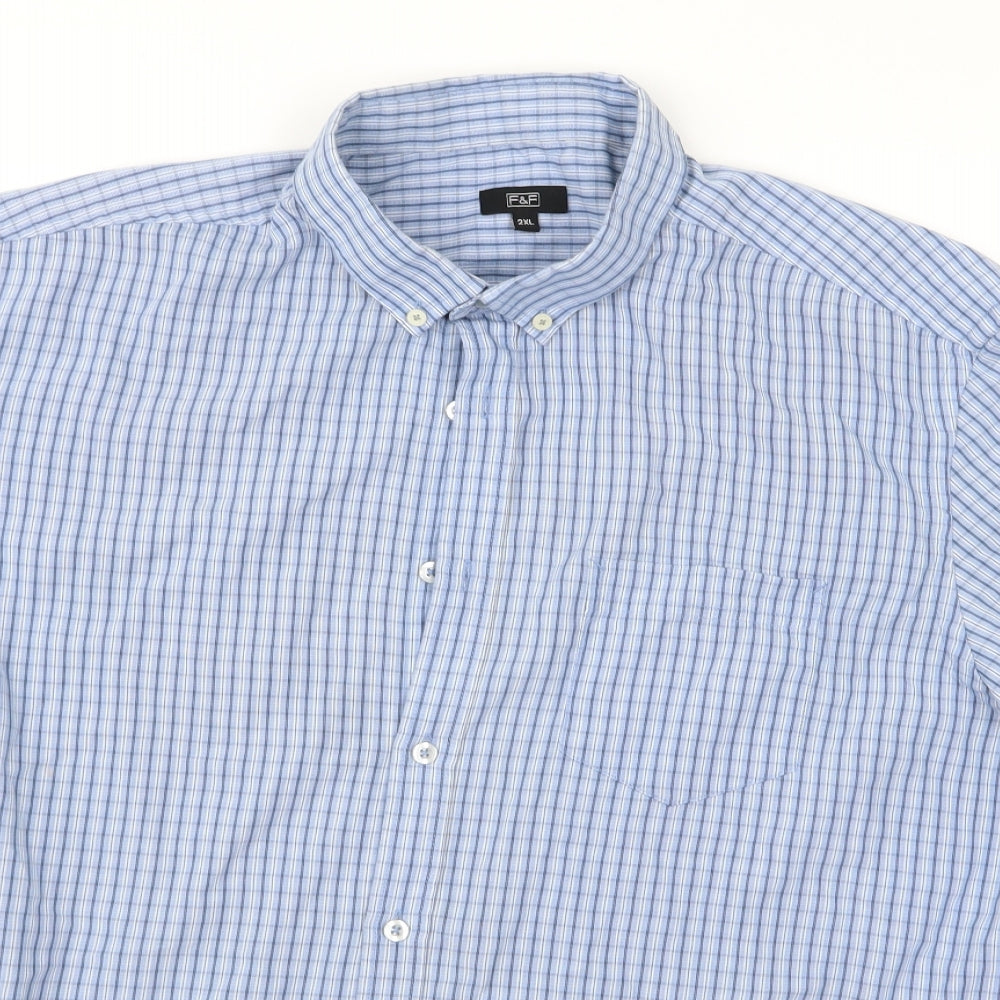 F&F Womens Blue Striped  Basic Button-Up Size 2XL