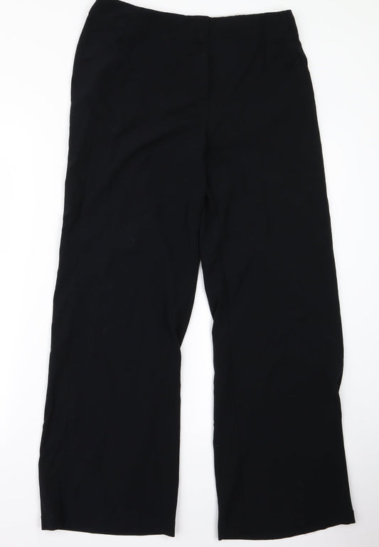 m&s Womens Black  Rayon Trousers  Size 12 L25 in