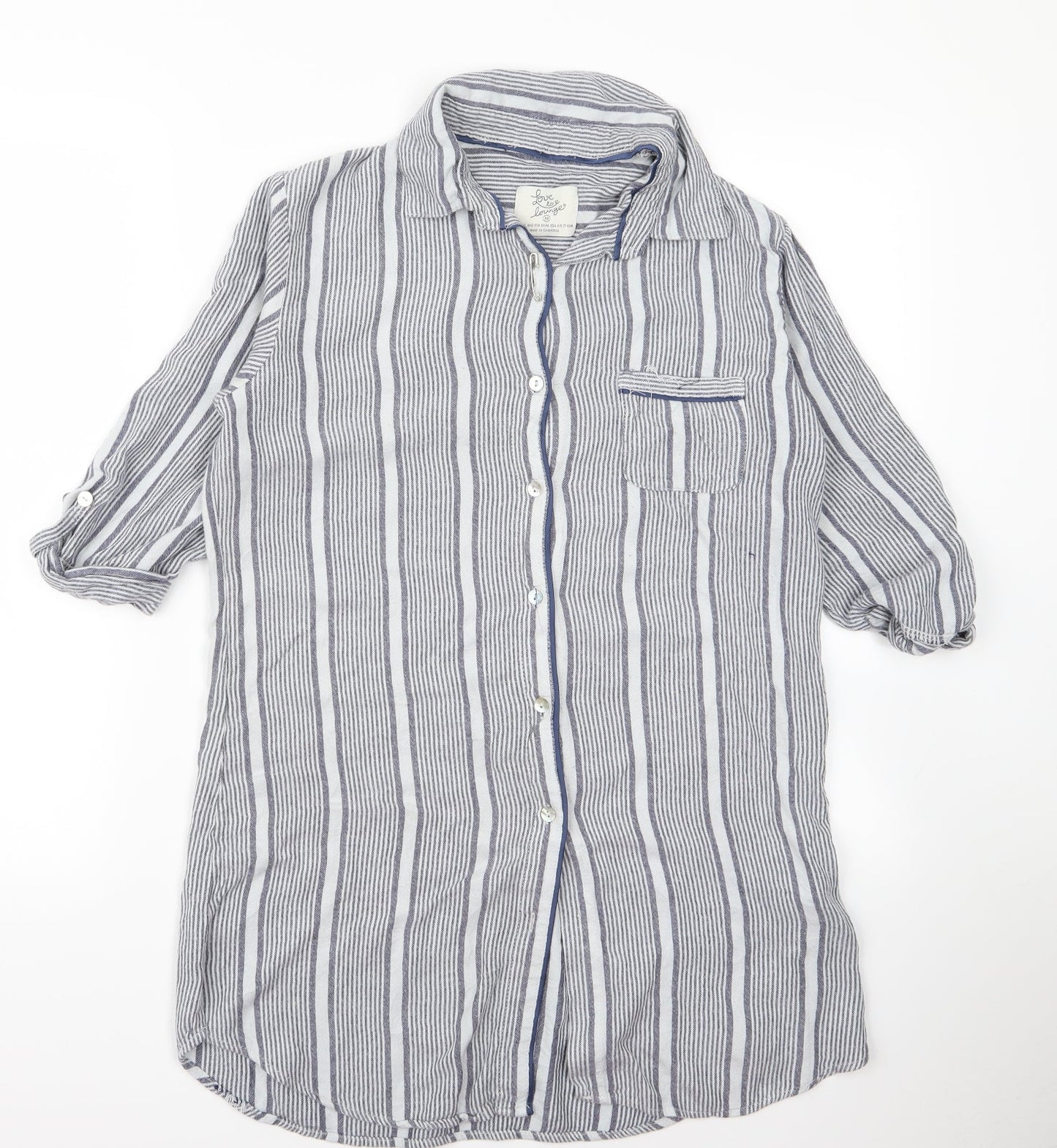 Womens UK Size M Preworn Grey Basic Button-Up