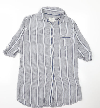 Womens UK Size M Preworn Grey Basic Button-Up