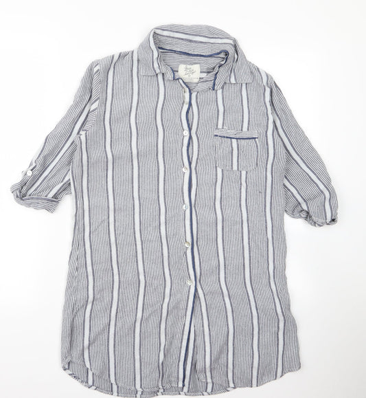 Womens UK Size M Preworn Grey Basic Button-Up