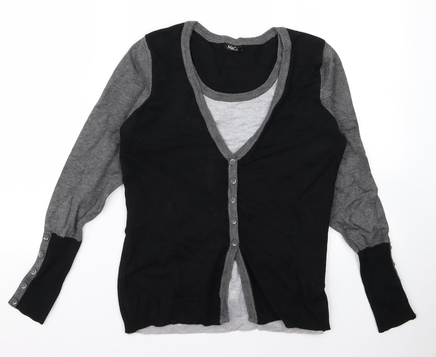 M&Co Womens Grey   Cardigan Jumper Size M