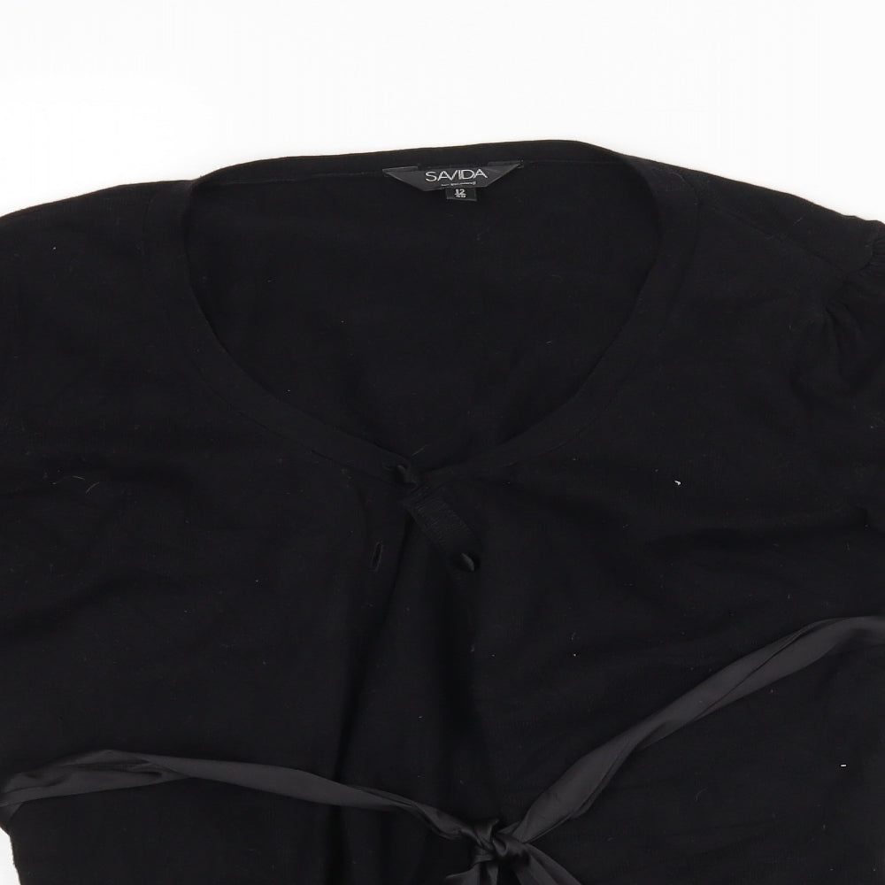 Savidqa Womens Black   Cardigan Jumper Size 12