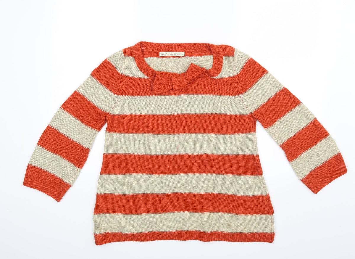 Next Womens Orange Striped  Pullover Jumper Size 10