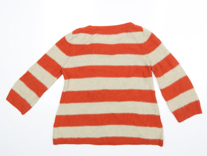 Next Womens Orange Striped  Pullover Jumper Size 10