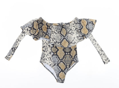 Select Womens Multicoloured Animal Print  Bodysuit One-Piece Size 10