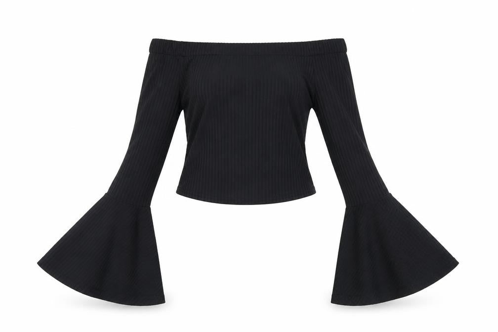Front view of Missguided women’s black jumper, size UK 8, - crop top