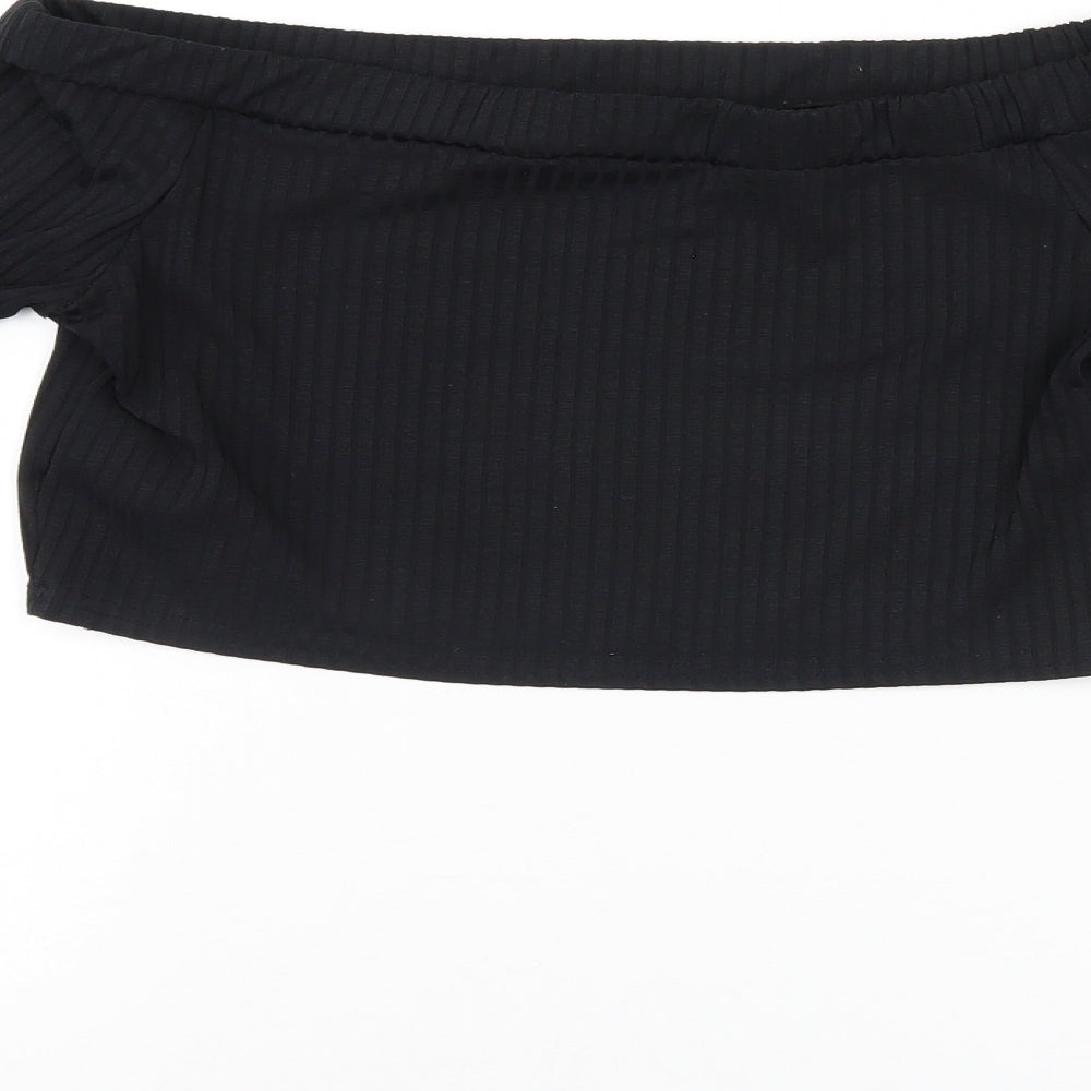 Brand and care label for Missguided women’s black jumper, size UK 8, - crop top