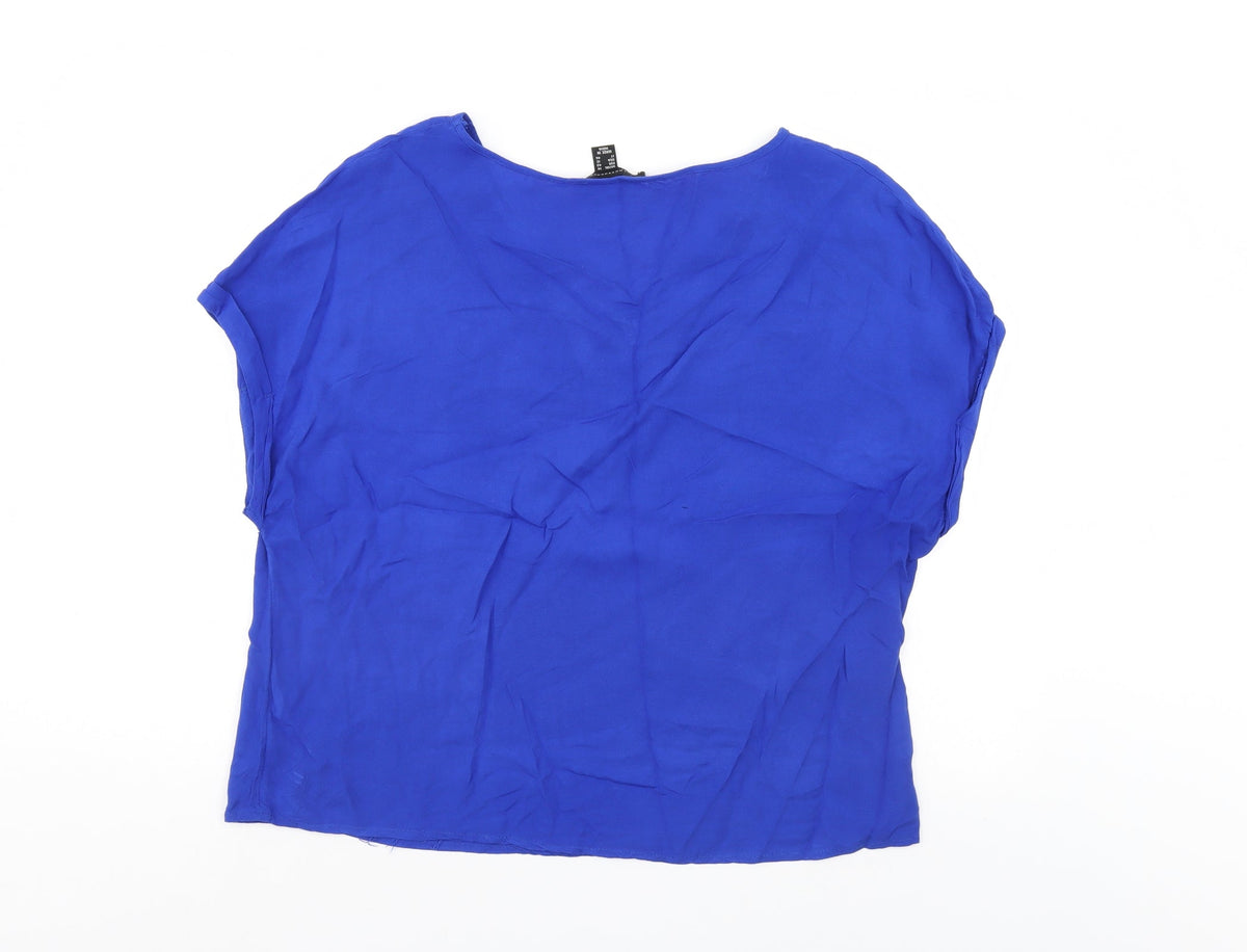 Back view of Atmosphere women’s blue basic blouse, size UK 14