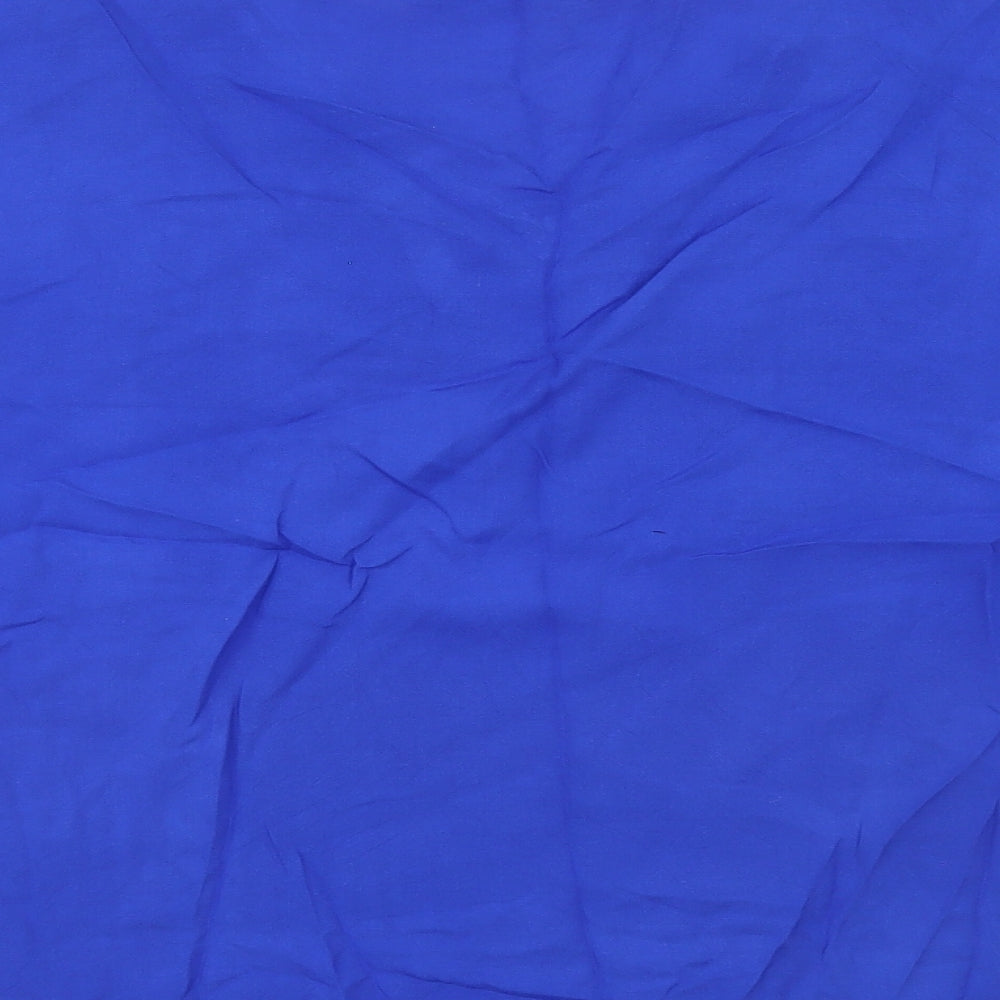Brand and care label for Atmosphere women’s blue basic blouse, size UK 14