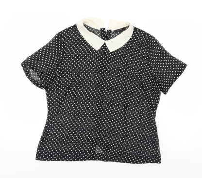 Therapy  Womens Black Polka Dot  Basic Blouse Size 14