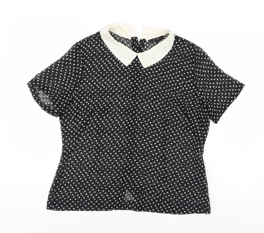 Therapy  Womens Black Polka Dot  Basic Blouse Size 14