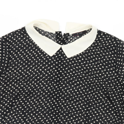 Therapy  Womens Black Polka Dot  Basic Blouse Size 14