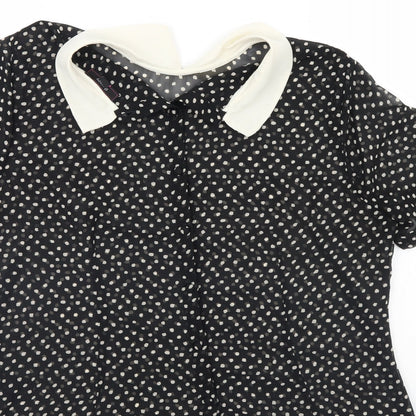 Therapy  Womens Black Polka Dot  Basic Blouse Size 14