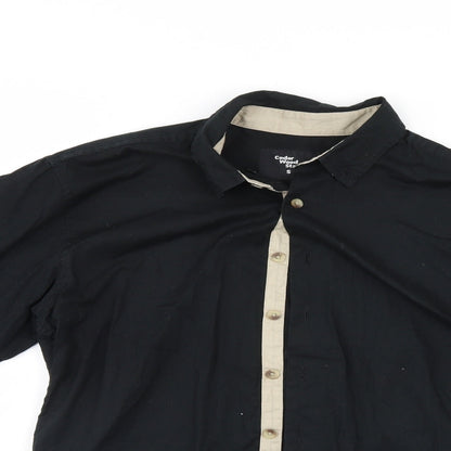 Mens UK Size S Cedar Wood State Black  Button-Up Long Sleeve Casual Shirt