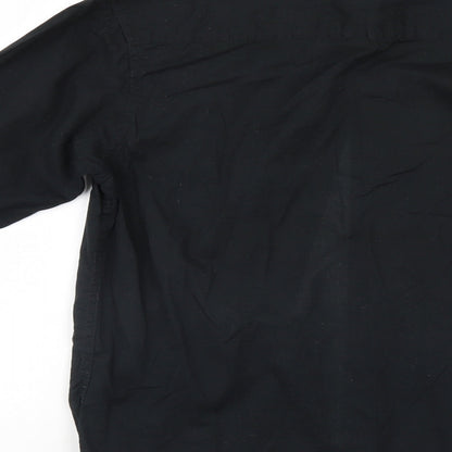 Mens UK Size S Cedar Wood State Black  Button-Up Long Sleeve Casual Shirt