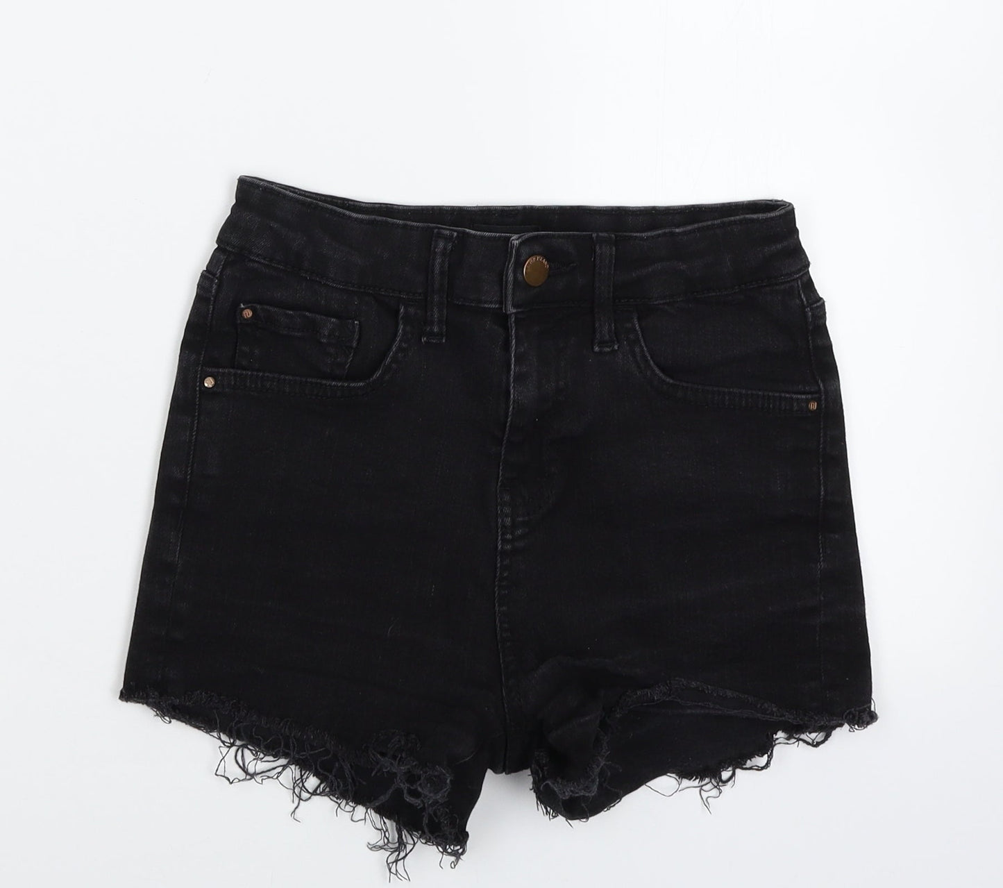 River Island Womens Black  Denim Hot Pants Shorts Size 8