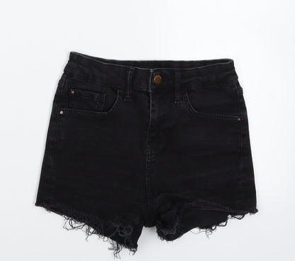 River Island Womens Black  Denim Hot Pants Shorts Size 8