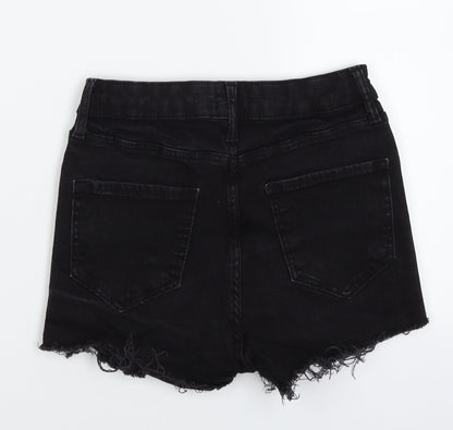 River Island Womens Black  Denim Hot Pants Shorts Size 8