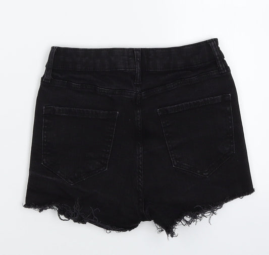 River Island Womens Black  Denim Hot Pants Shorts Size 8