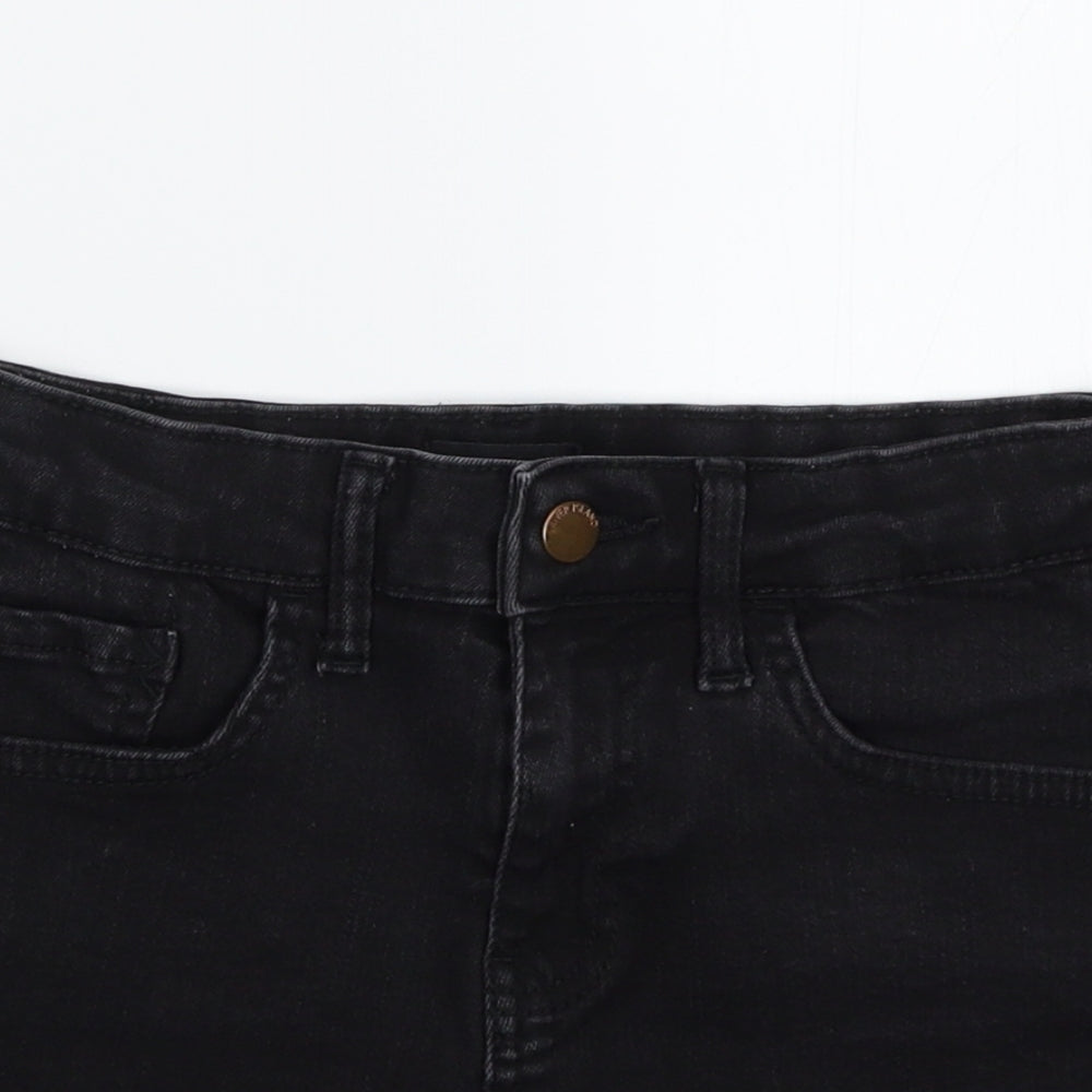 River Island Womens Black  Denim Hot Pants Shorts Size 8