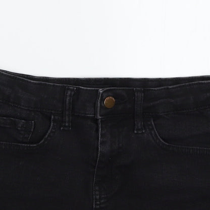 River Island Womens Black  Denim Hot Pants Shorts Size 8
